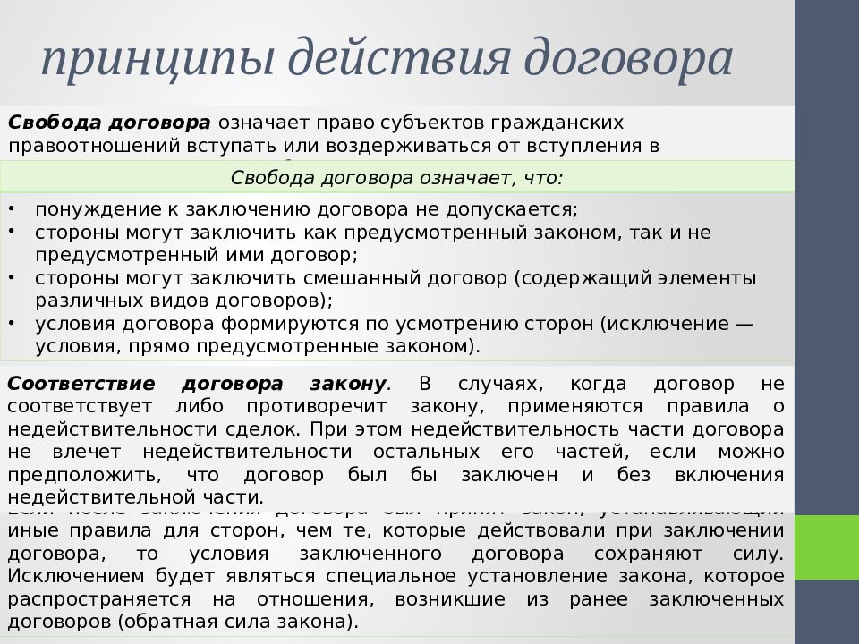 Что значит договор. Принципы действия договора. Договор распространяет свое действие. Действие договора с распространяется на. Действие договора распространяется на правоотношения возникшие с.