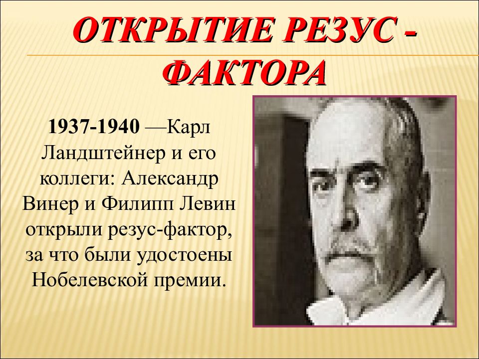 Карл ландштейнер открытие групп крови презентация