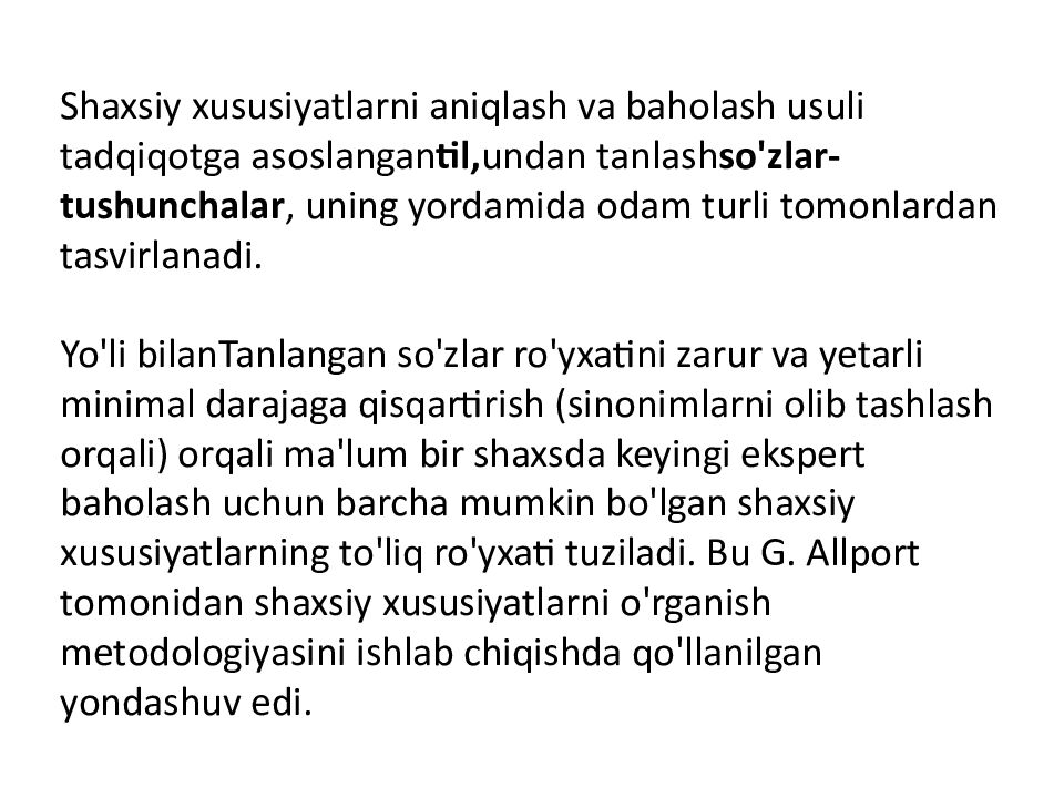 SHAXSIYAT NAZARIYALARI xorijiy