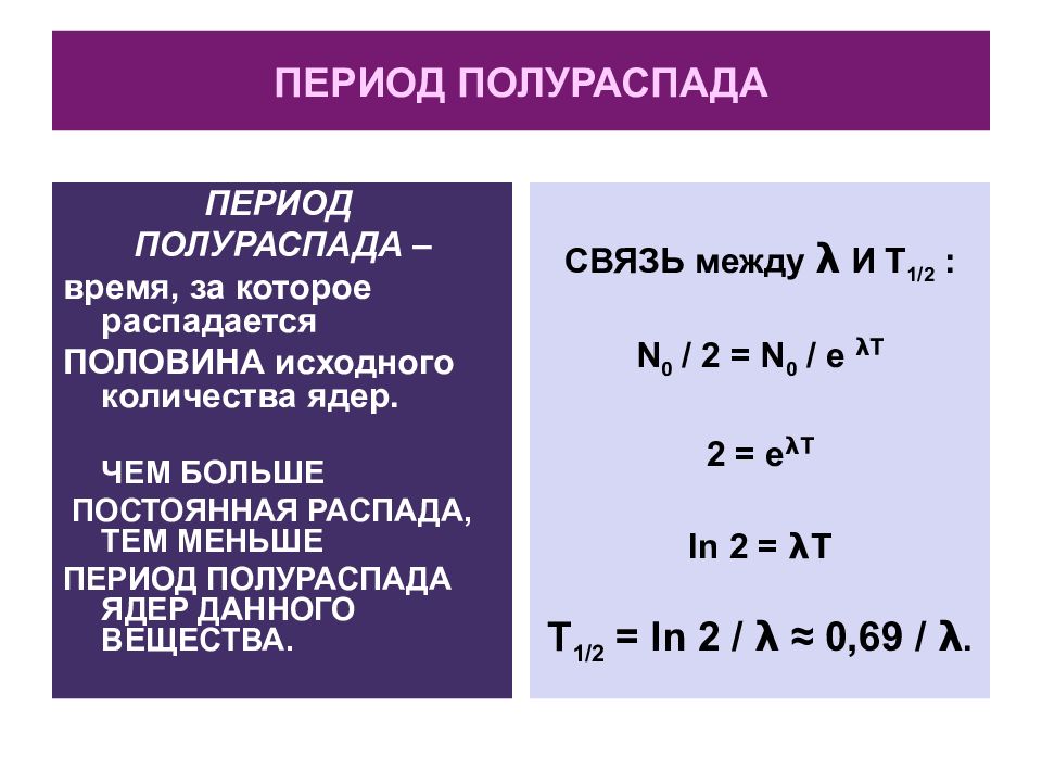 Формула распада. Радиоактивность формула полураспада. Постоянная радиоактивного распада равна. Формула периода периода полураспада. Постоянная распада и период полураспада связь между ними.