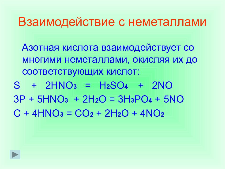 Взаимодействие фосфора с азотной кислотой описывается следующей схемой p hno3 h2o