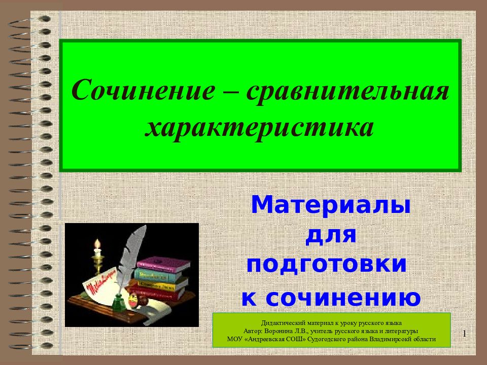 Скачать презентацию для класса Сравнительная характеристика героев. Как писать с