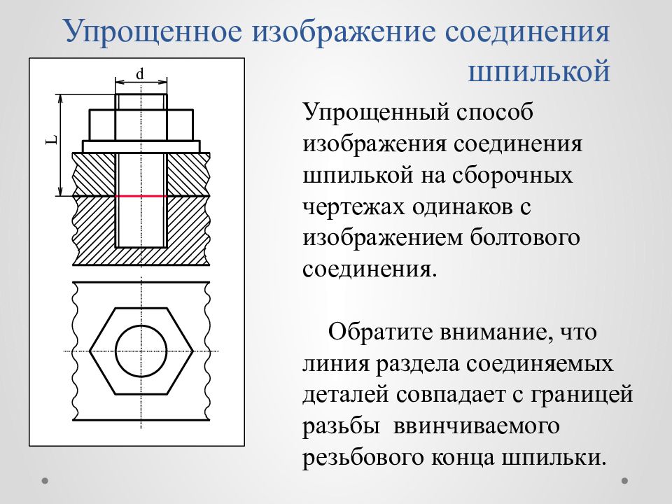 Упрощенное изображение соединение шпилькой