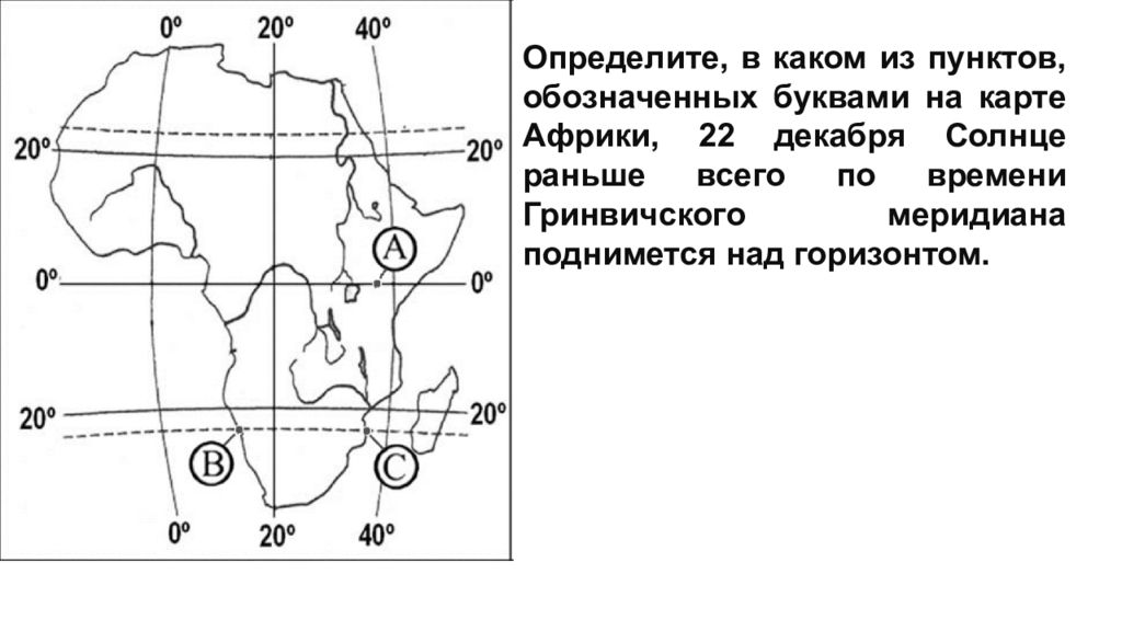 Какая точка расположена. Какая точка находится южнее. Обозначьте на карте Африки меридианы. Задания по географии 22 декабря. Какой буквой обозначается Африка.