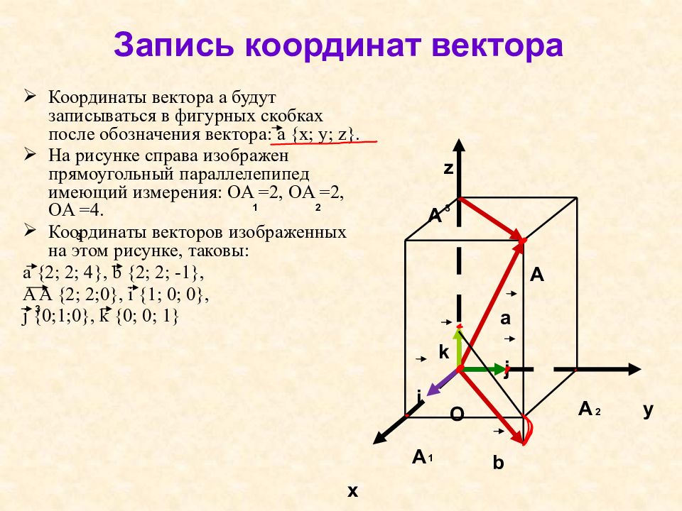 Прямоугольная система координат координаты вектора