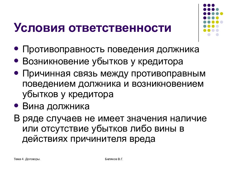 4 условия ответственности. Условия ответственности. Поведение должника. Противоправное поведение должника. Противоправность должника означает.