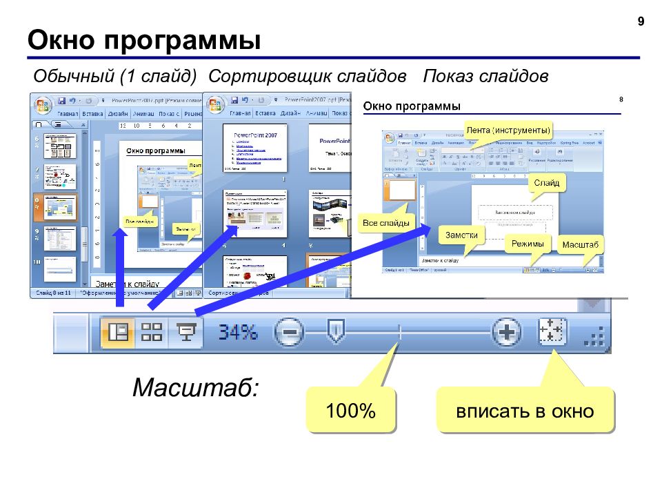 Масштаб презентации в powerpoint