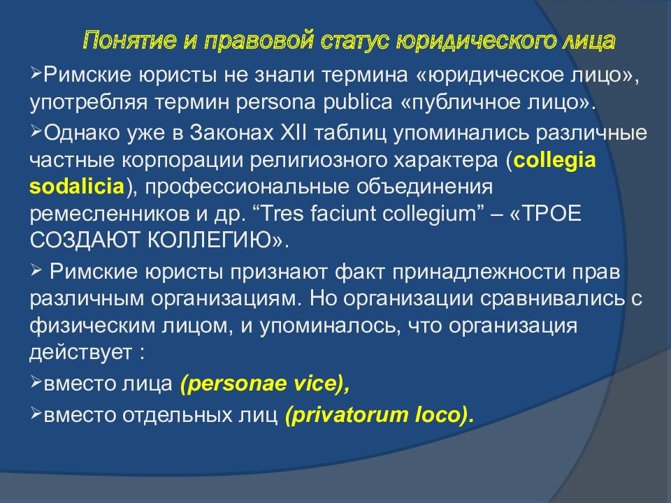 Субъекты римского права презентация