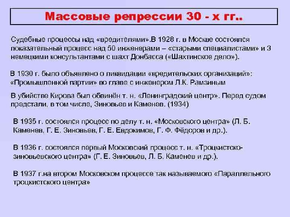 Политические процессы 1930 х гг презентация