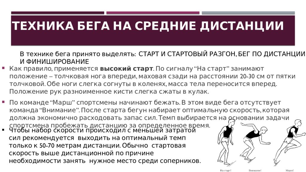 Техника бега на средние дистанции презентация