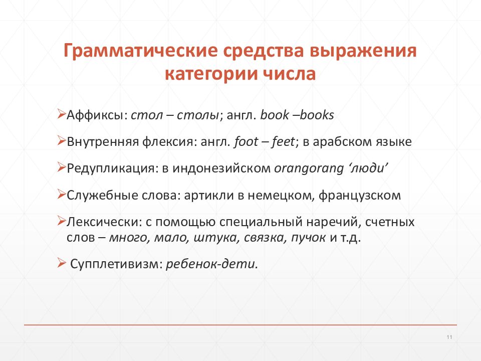 Типы грамматических категорий. Именные грамматические категории. Грамматическая категория числа. Структура грамматической категории. Грамматические категории слов.