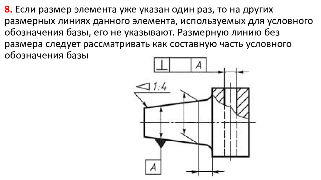 Размера не следует. Допуск на размерной линии. Прерывают ли размерную линию при изображении детали с разрывом?. Конец размерной линии не может заканчиваться.