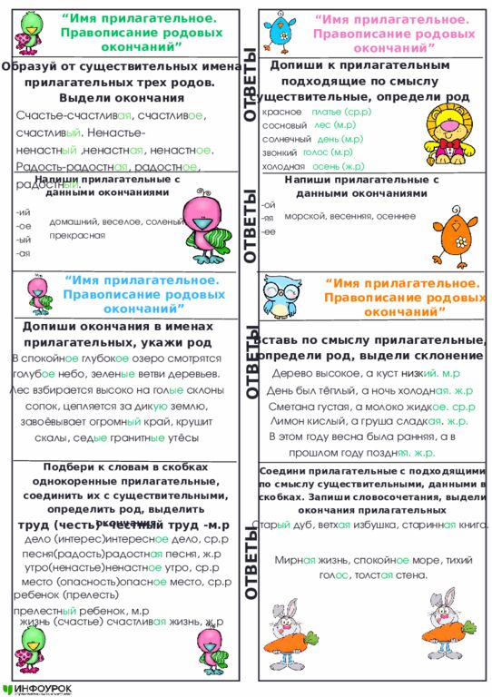 Имя прилагательное. Правописание родовых окончаний ” Напиши прилагательные с