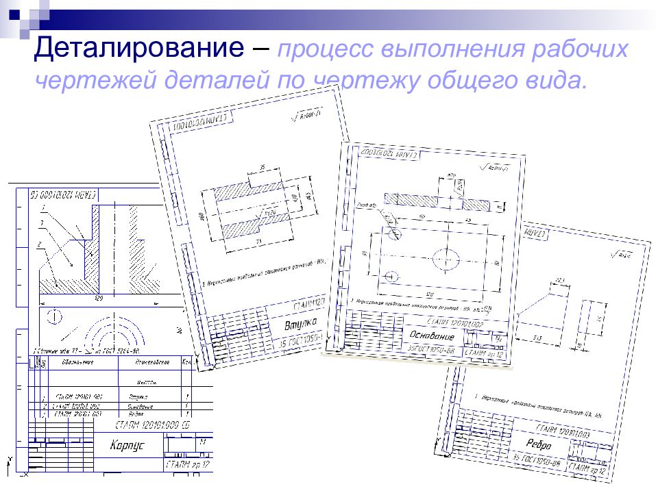 Деталирование чертежа общего вида это