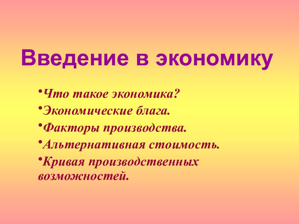 Введение в экономику
