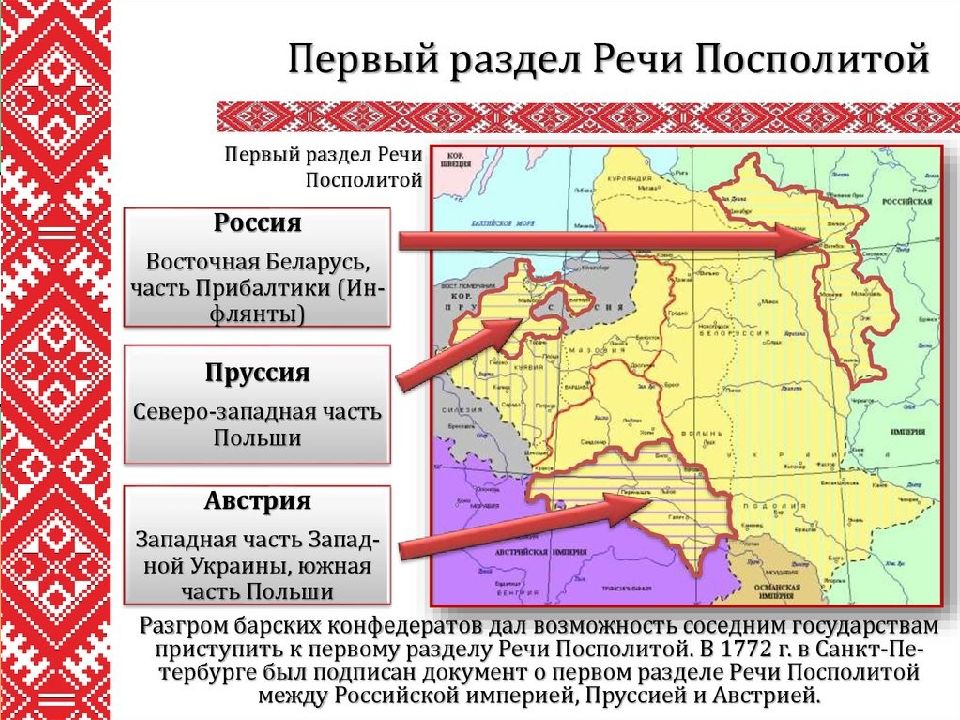 Разделы речи посполитой и внешняя политика россии в конце 18 века план