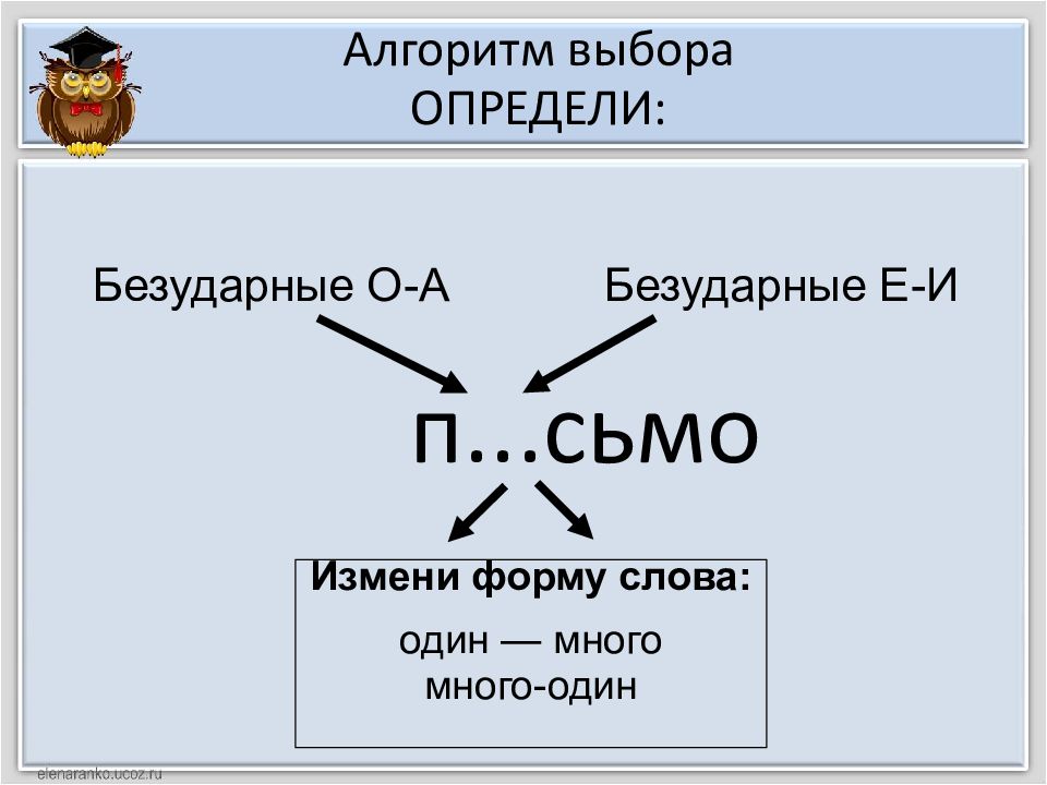 Определить выбирать. Алгоритм подбора проверочных слов.