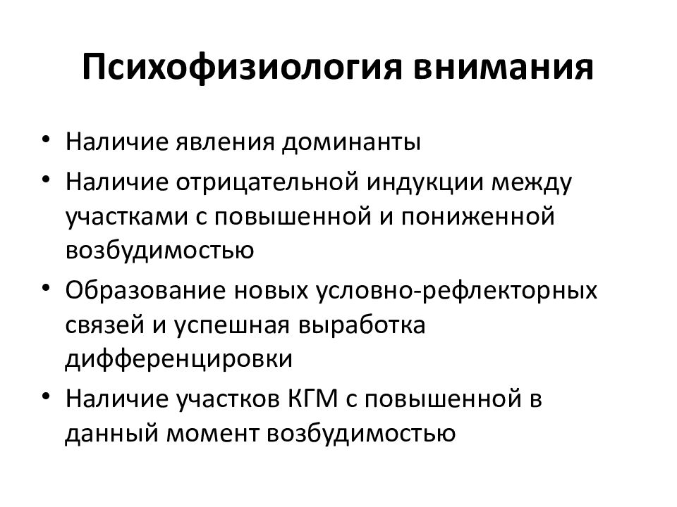 Карта схема психофизиология внимания