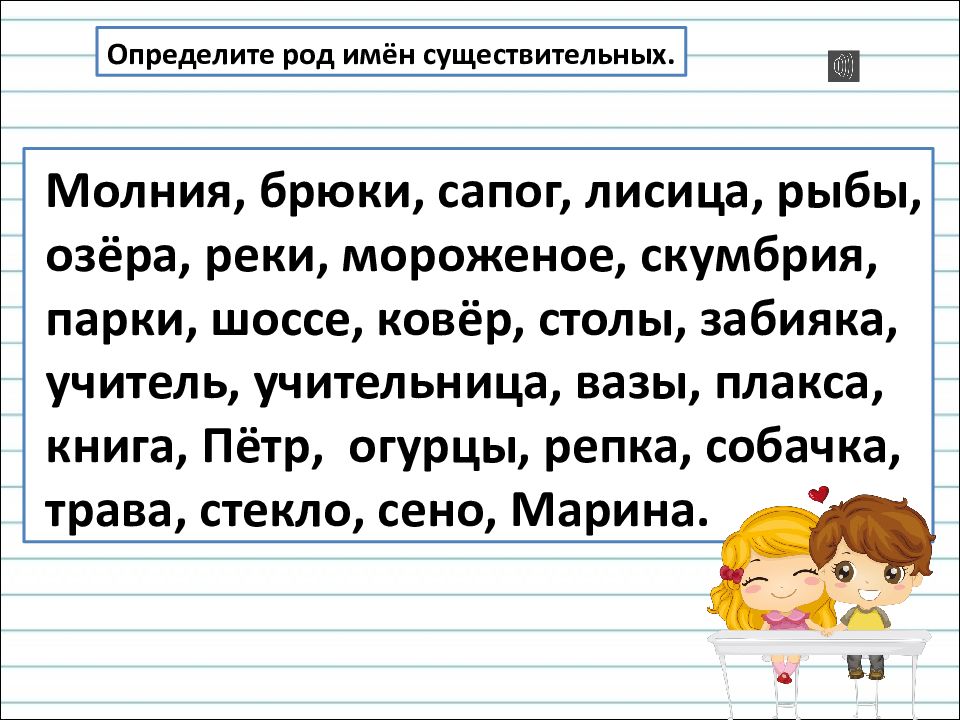 Технологическая карта урока по русскому языку 3 класс род имен существительных