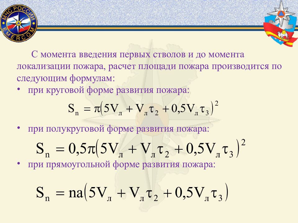 Таблица возможных схем площадей пожара