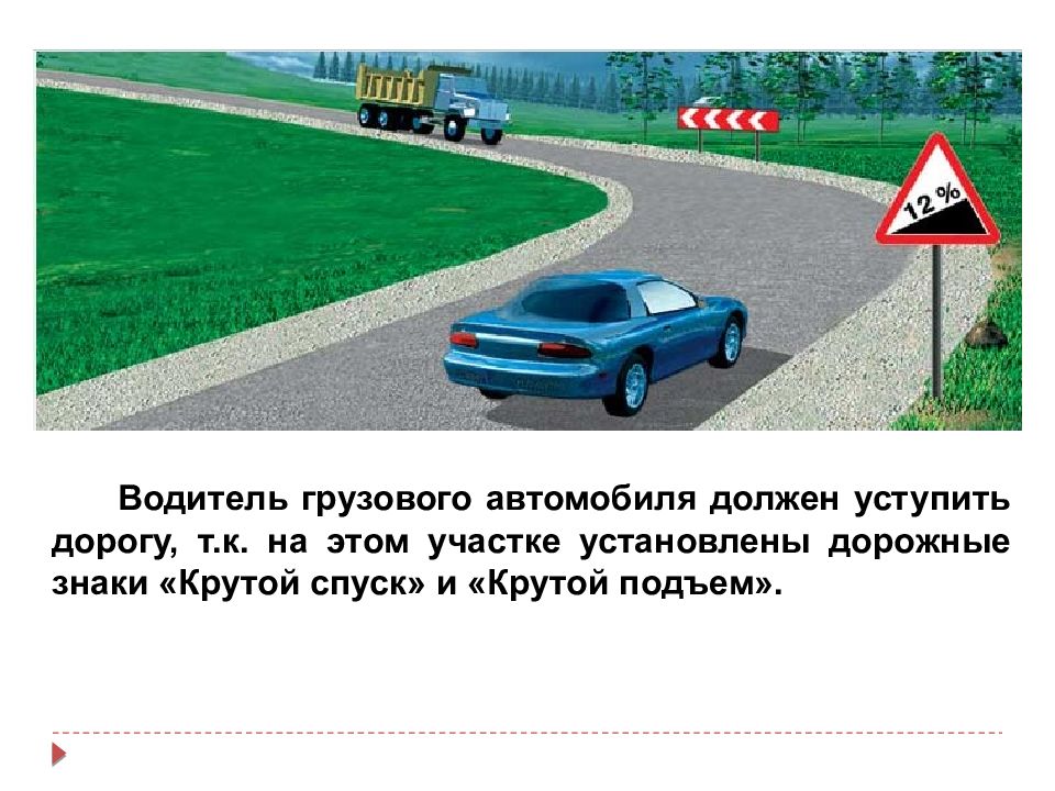 Кто должен уступить дорогу водителю грузового автомобиля. Уступить дорогу ПДД. Уступить дорогу на подъеме. Крутой подъем ПДД. ПДД уступить дорогу на подъеме.