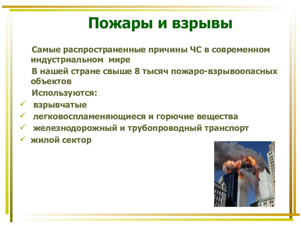 Презентация на тему причины возникновения пожаров и взрывов