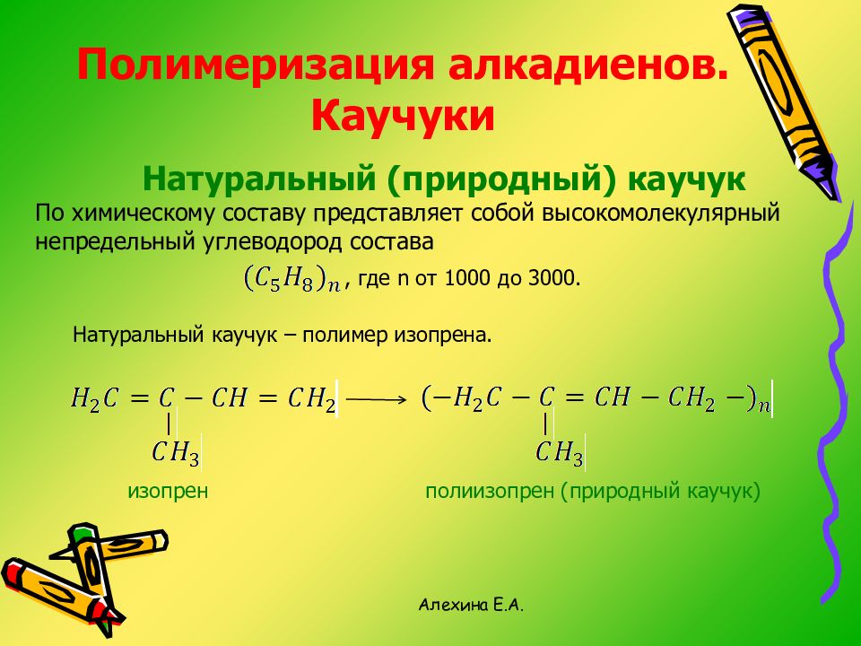 Применение алкадиенов схема