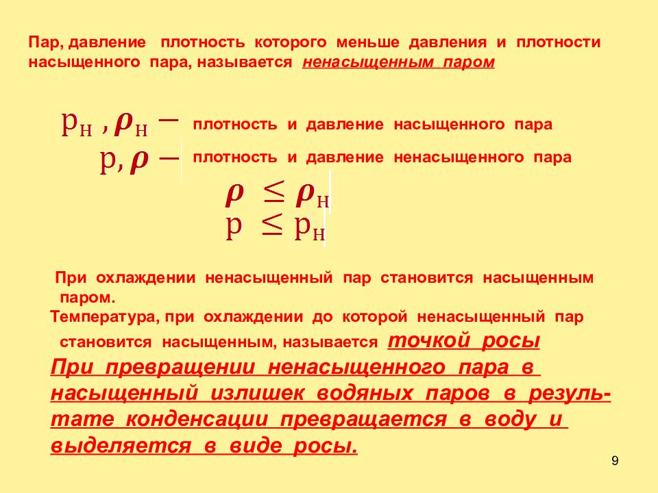 Насыщенный пар презентация по физике 10 класс