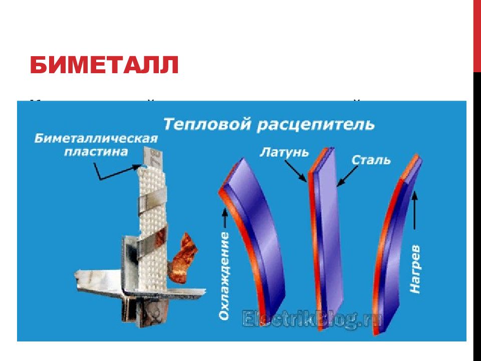 Биметаллическая пластина. Биметаллическая пластина в автоматическом выключателе. Тепловой биметаллический расцепитель. Биметаллическая пластина принцип действия. Биметаллическая пластина тепловой расцепитель.