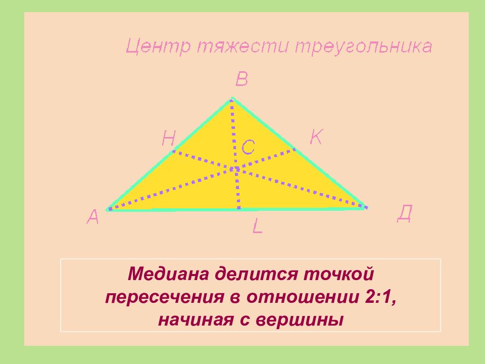 Медианы делятся в отношении 2 к 1. Медианы точкой пересечения делятся. Медианы точкой пересечения делятся в отношении 2. Центр медиан треугольника. Свойства центра тяжести треугольника.