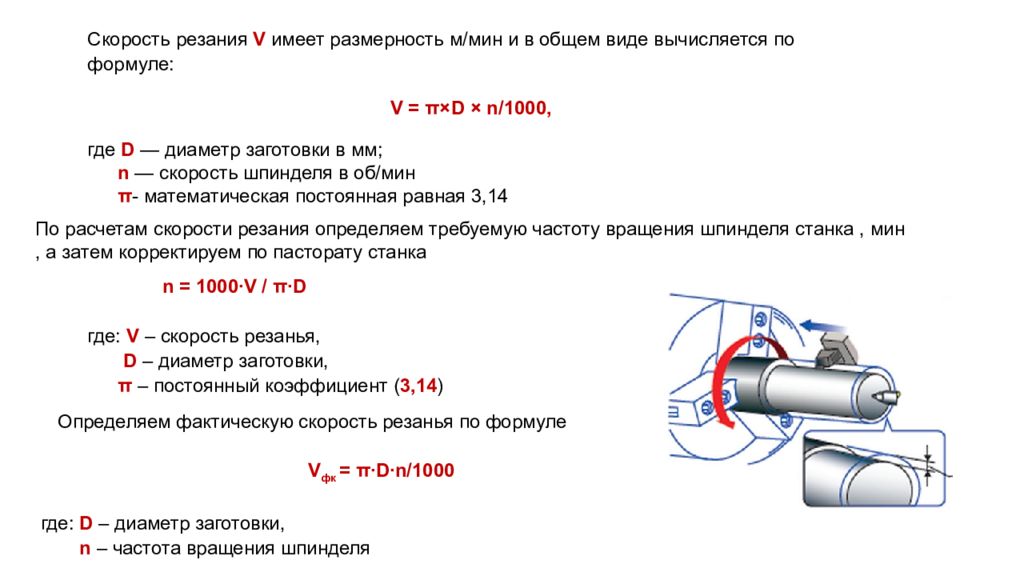 Скорость резания. Формула скорости резания при точении. Формула определения скорости резания. Скорость резания при токарной обработке формула. Основные технологические параметры для токарного оборудования.