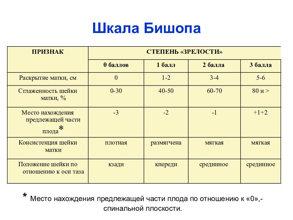 Шейка матки таблица. Индукция родовой деятельности.