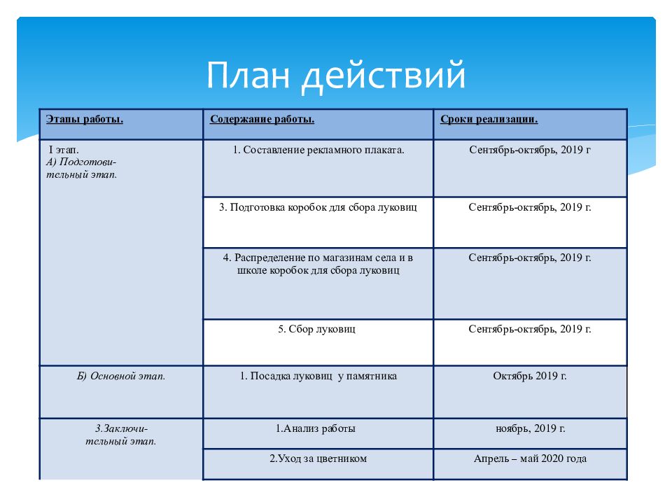 План действий проекта