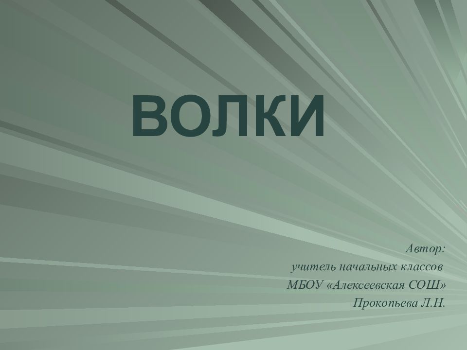 Автор: учитель начальных классов МБОУ «Алексеевская СОШ» Прокопьева Л.Н. ВОЛКИ