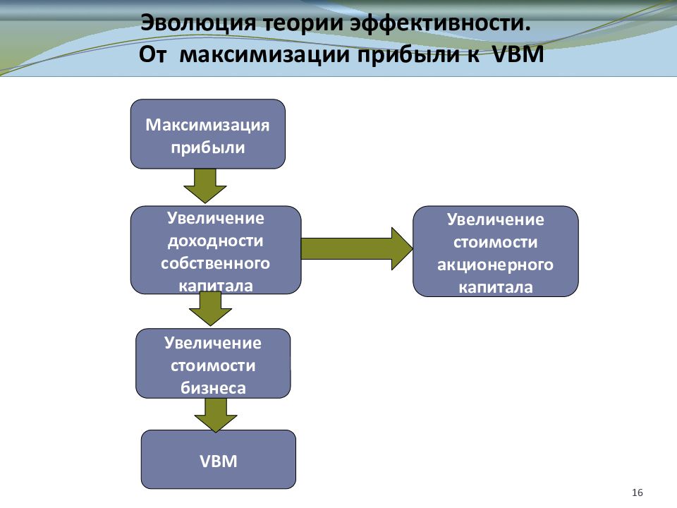 Теория эффективности. Эволюция теории эффективности. Максимизация стоимости собственного капитала.. Эволюция концепции прибыли. Эволюция теории капитала.