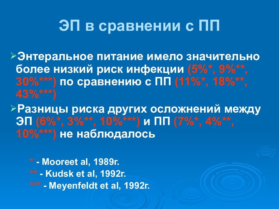 В соответствии с пп. Сравнение энтерального питания. Перерыв между энтеральным кормлением.