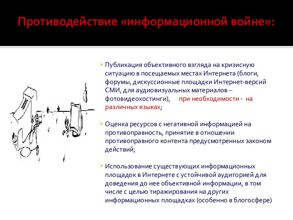 Противодействие информационной войне. Информационное противодействие направления