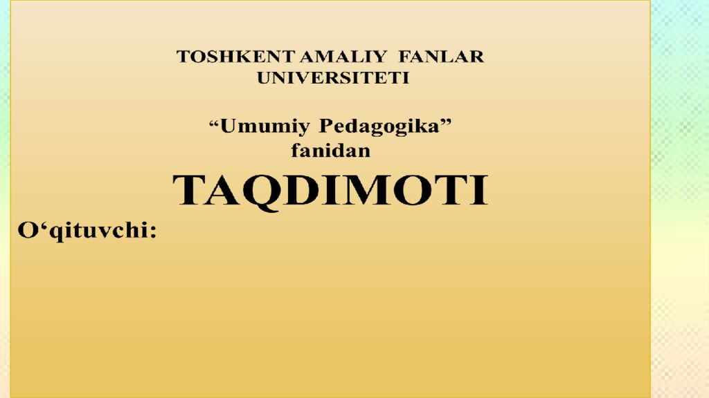 Toshkent Amaliy Fanlar Universiteti