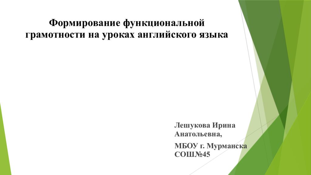 Формирование функциональной грамотности на уроках английского языка