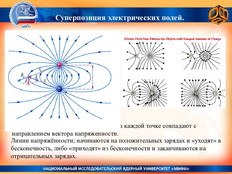 Линии напряженности начинаются на положительном заряде. Электростатическое поле в вакууме. Центральное электрическое поле. Линии напряжённости электрического поля уходят в бесконечность. Куда направлены линии напряженности.