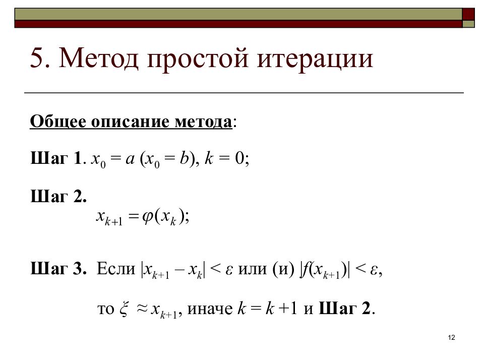 Блок схема метод простых итераций