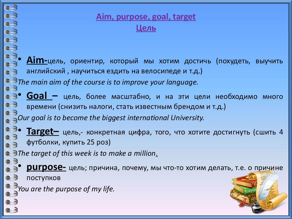 Разница между словами. Target aim goal purpose. Aim purpose goal разница. Goal aim target разница. Goal aim purpose target objective разница.