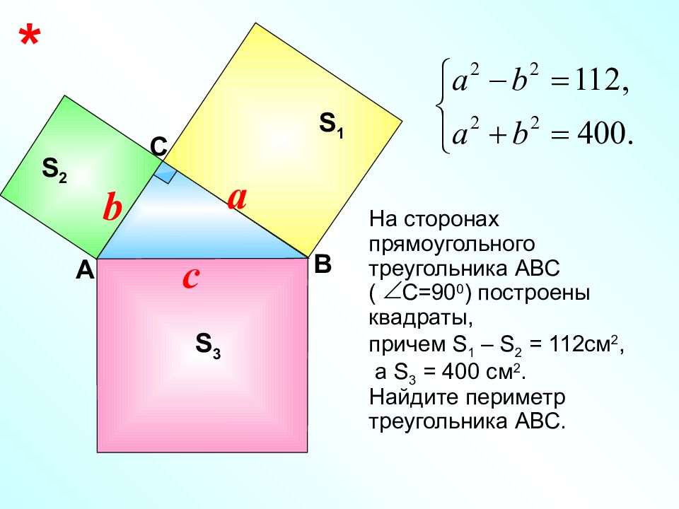 Авс с 36 найти. На сторонах треугольника построены квадраты. На сторонах прямоугольного треугольника построены квадраты. Найдите периметр прямоугольного треугольника АВС. На сторона прямоугольника треугольника построены квадраты.