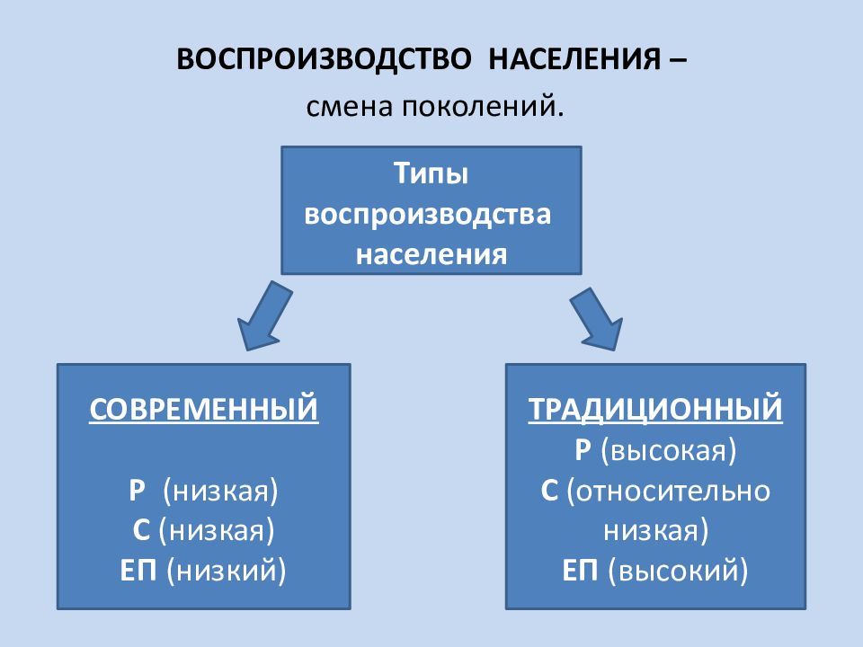 Типы воспроизводства. Россия проблемы воспроизводства населения.