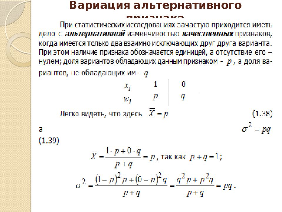 Характер вариации