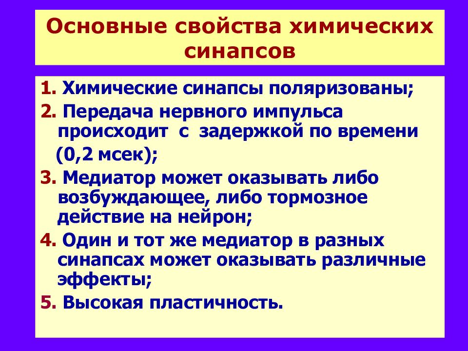 Свойства синапсов. Свойства химических синапсов. Характеристика химического синапса. Для химических синапсов характерно. Особенности химического синапса.