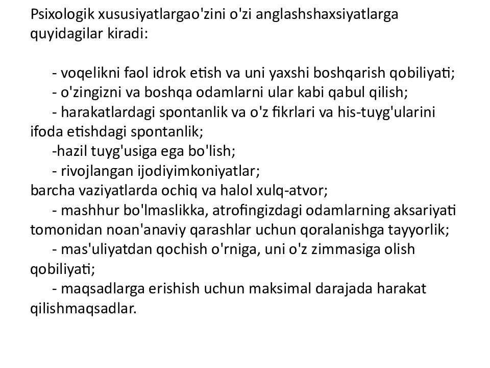 SHAXSIYAT NAZARIYALARI xorijiy