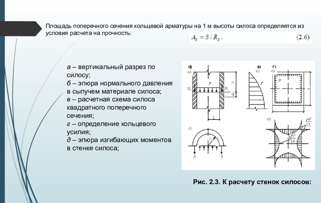 Увеличение площади поперечного сечения. Площадь поперечного сечения. Площадь кольцевого сечения. Армирование кольцевых сечений. Расчет силоса на прочность.