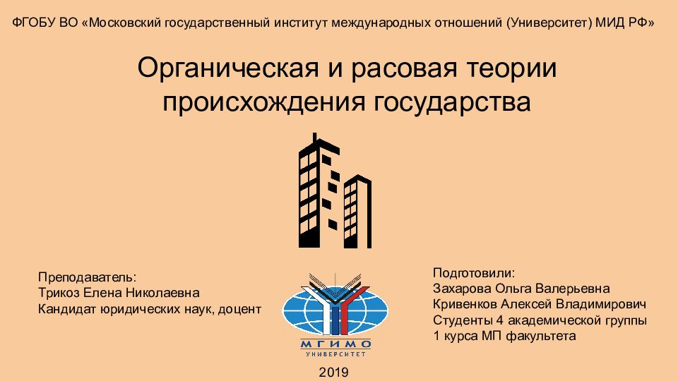 Органическая и расовая теории происхождения государства