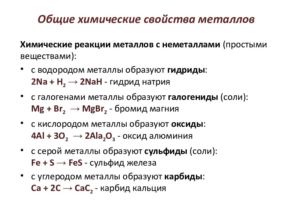 Свойства металлов 6 класс